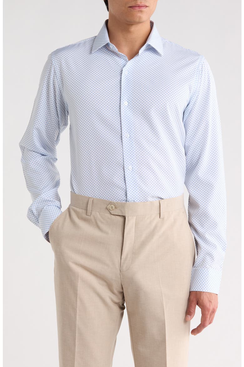 Geo Print Dress Shirt, Main, color, BLUE