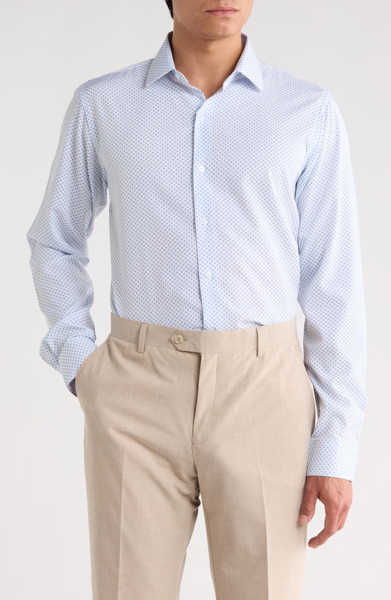 Nautica Geo Print Dress Shirt, Main, color, Blue