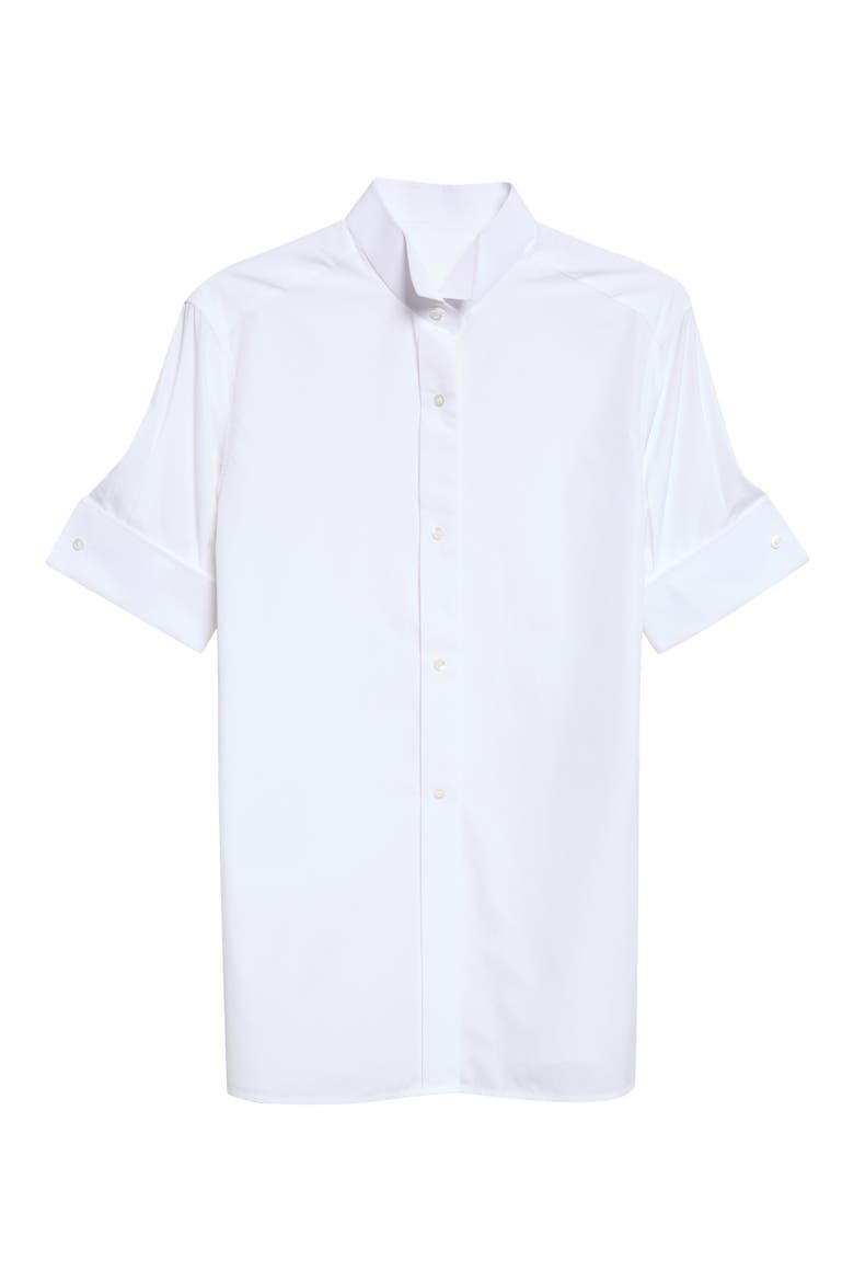 Short Sleeve Cotton Poplin Snap-Front Shirt, Main, color, WHITE