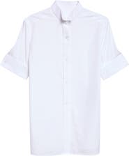 Maison Margiela Short Sleeve Cotton Poplin Snap-Front Shirt