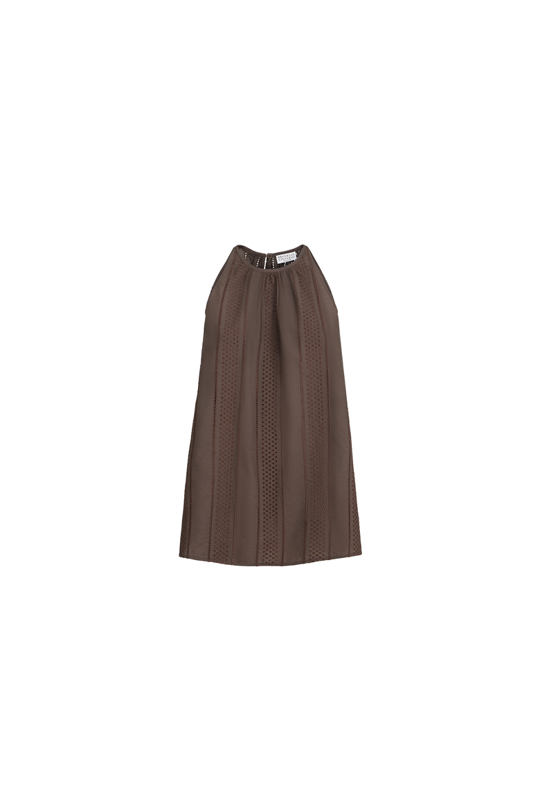 Broderie anglaise top, Alternate, color, Chocolate