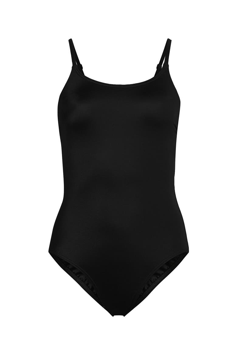 D-Cup Tugless Thin Strap One Piece Swimsuit, Alternate, color, Black
