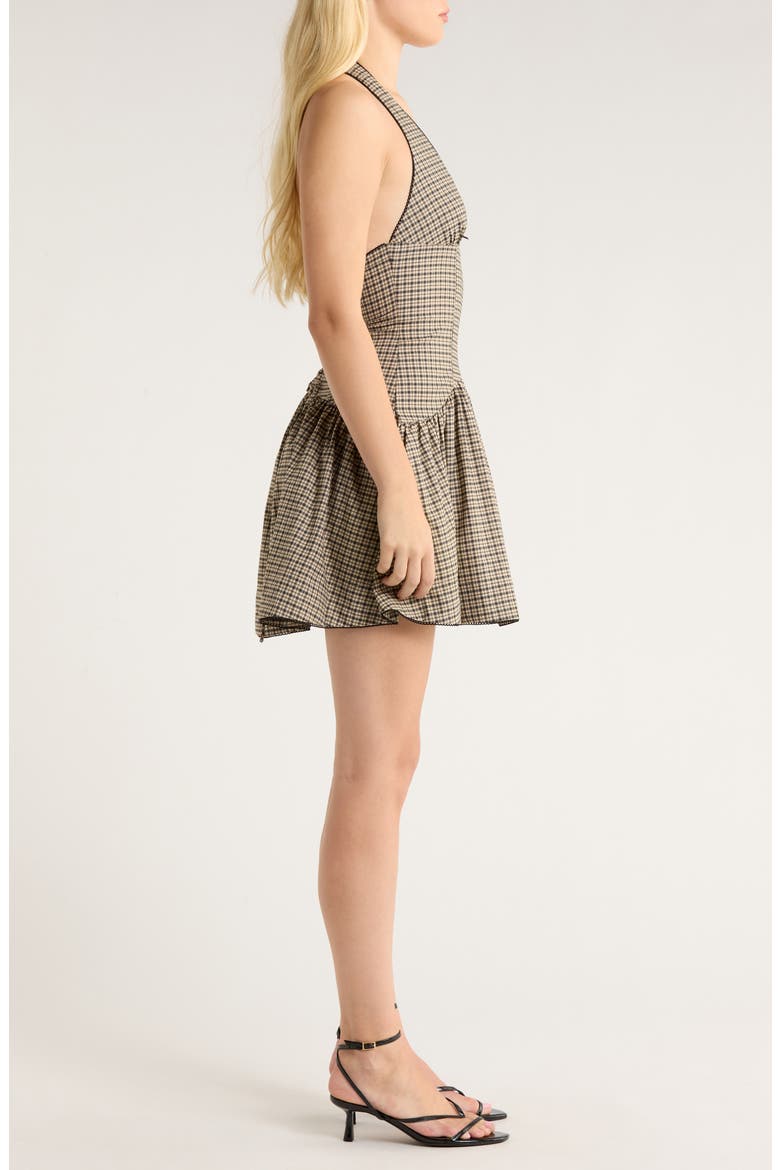 Ollie Sleeveless Halter Minidress, Alternate, color, BEIGE/CHARCOAL