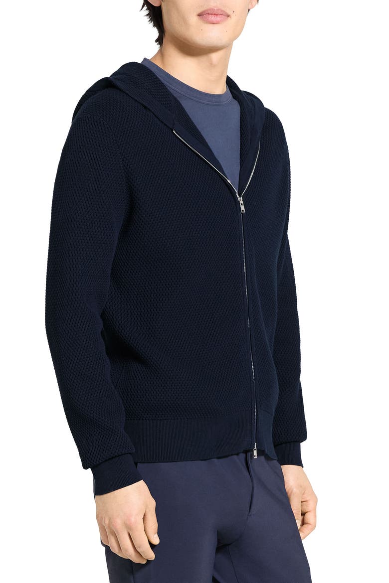 Myhlo Perforated Waffle Cotton Zip Hoodie, Alternate, color, BALTIC - XHX