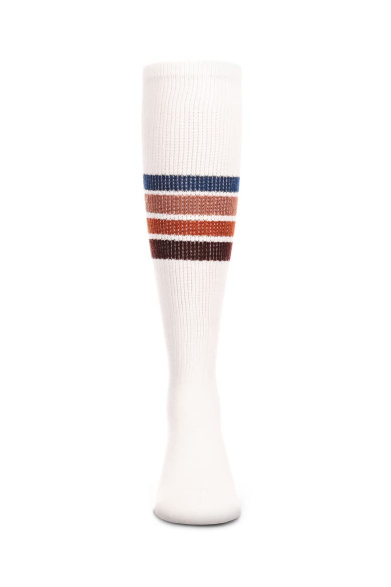 Retro Stripe Thin Ribbed Knee High Socks, Alternate, color, Winter White