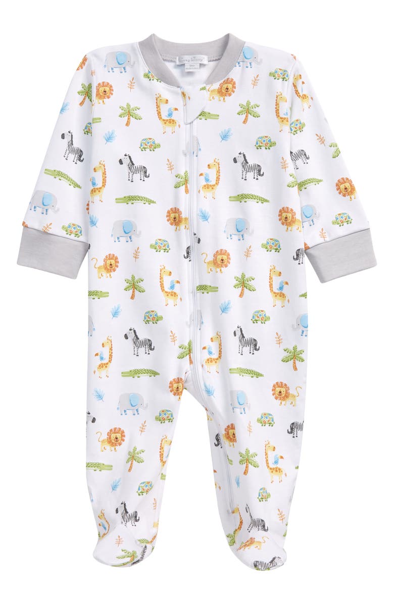 Kissy Kissy Summer Safari Zip Footie, Main, color, 