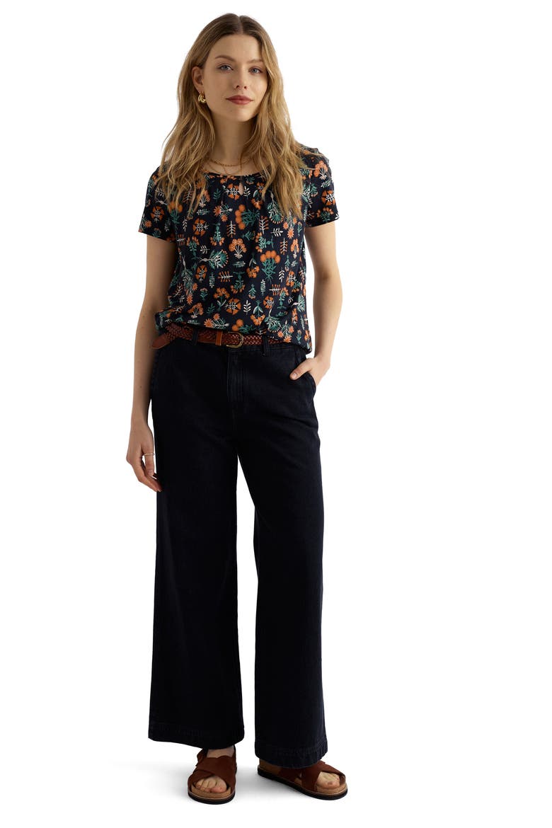 Appletree Floral Keyhole T-Shirt, Alternate, color, APOTHECARY PLANTS INKWELL