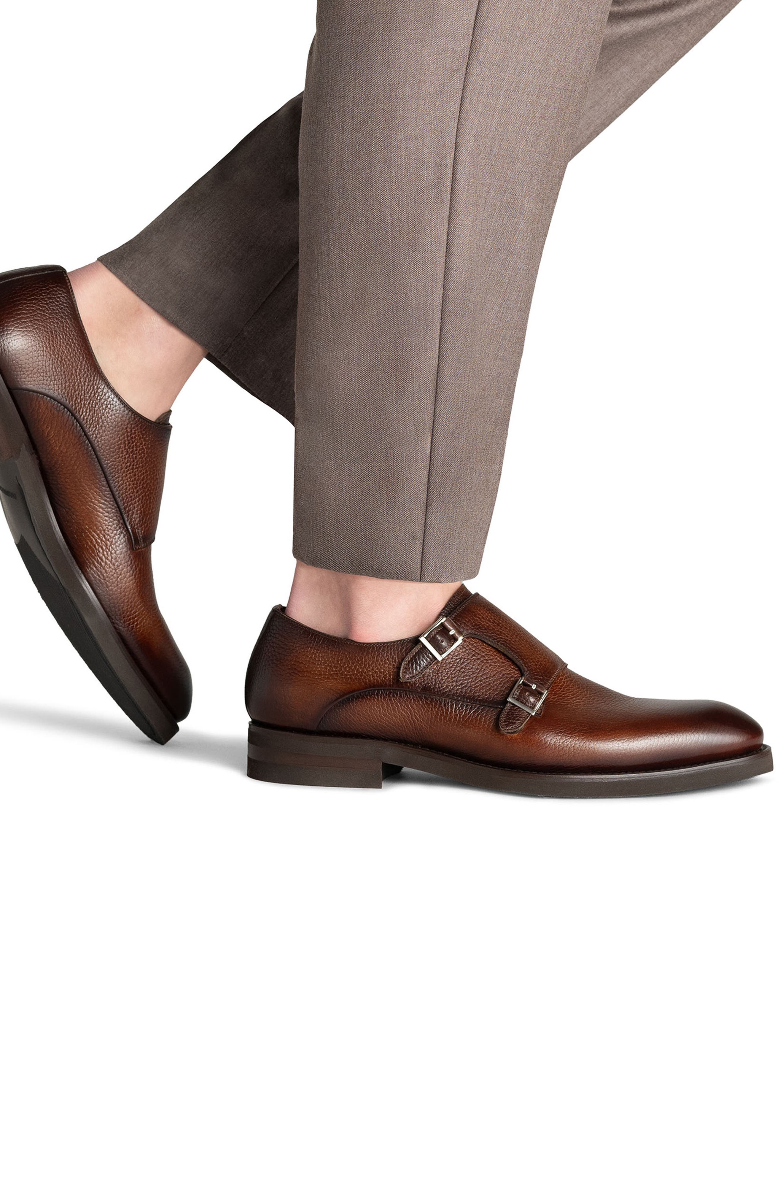 Omnia Double Monk Strap Shoe, Alternate, color, TABACO