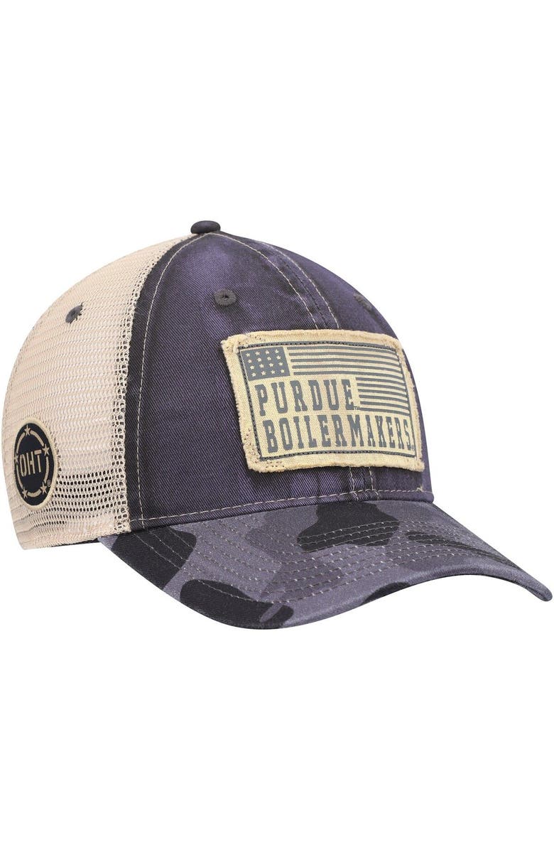 COLOSSEUM Men's Colosseum Charcoal Purdue Boilermakers OHT Military Appreciation United Trucker Snapback Hat, Alternate, color,