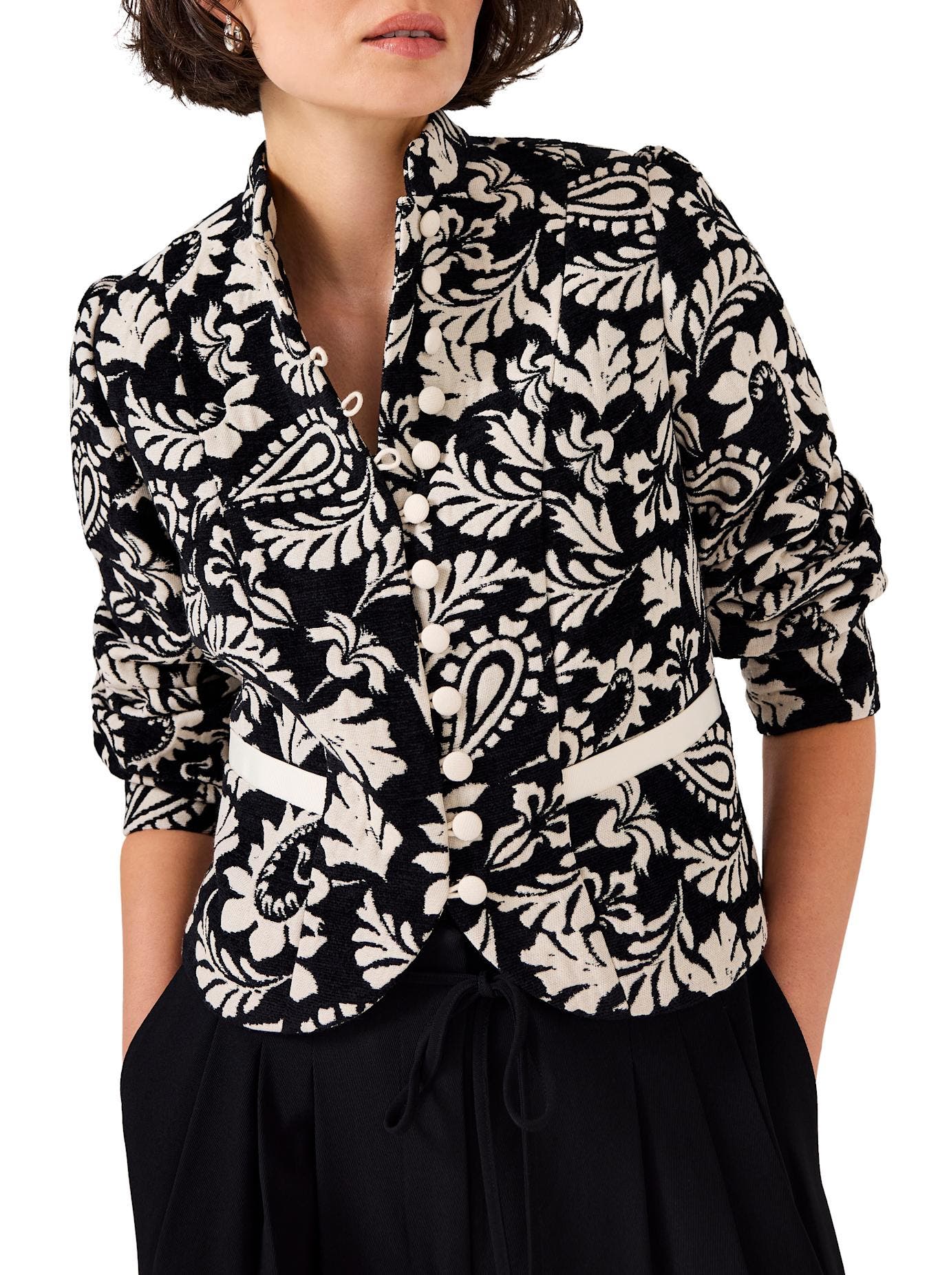 Jacquard Floral Cropped Jacket