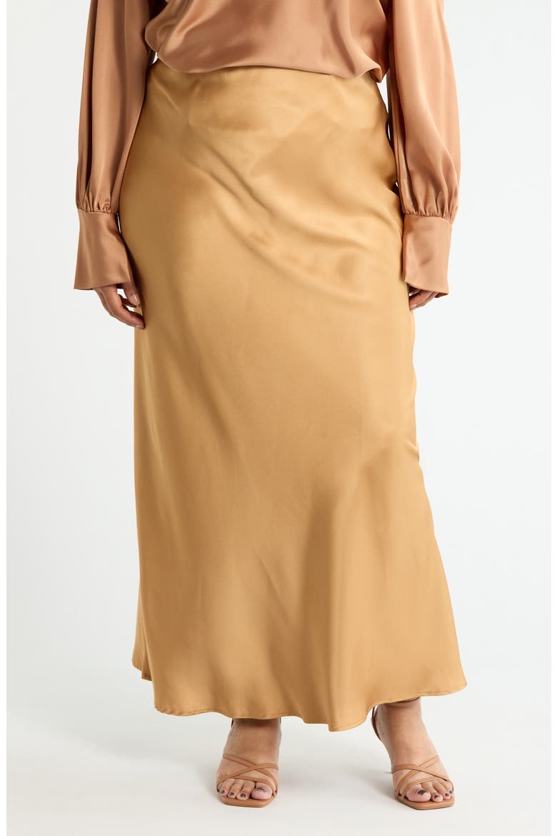 Satin A-Line Skirt, Main, color, GOLD