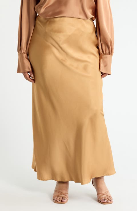 Satin A-Line Skirt (Plus)