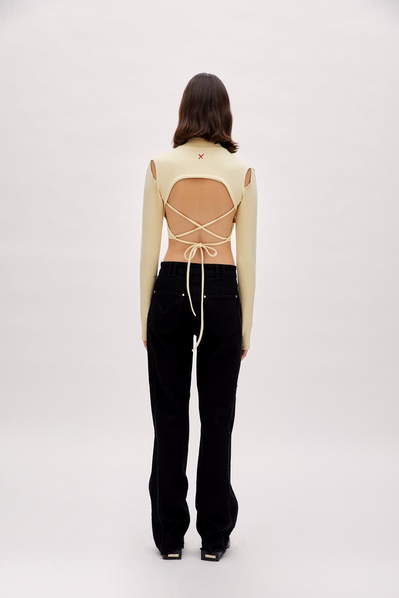 Cotton Long Sleeve Crop Top, Alternate, color, Chino Green