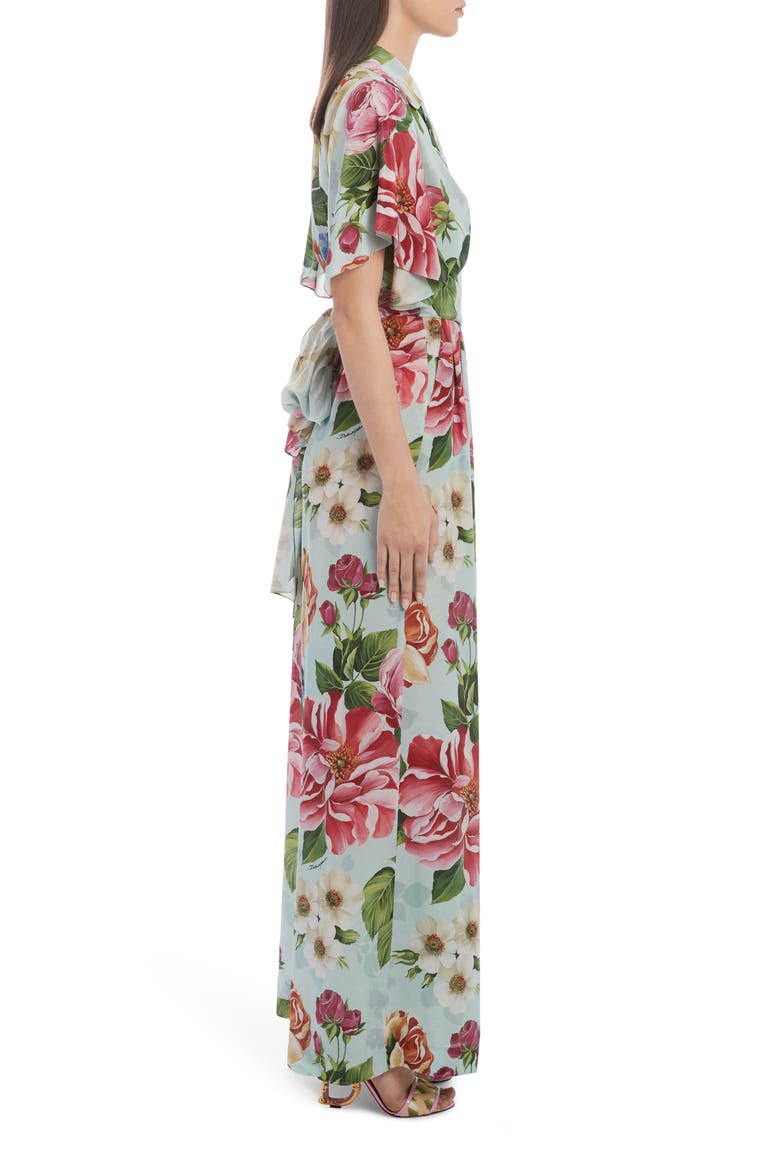Floral Print Silk Wide Leg Jumpsuit, Alternate, color, HC1AM BLUE FLORAL