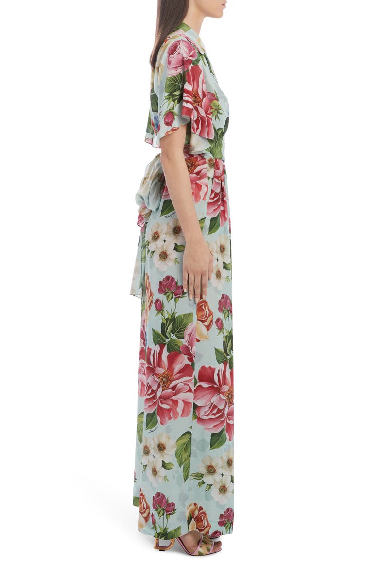Dolce&Gabbana Floral Print Silk Wide Leg Jumpsuit, Alternate, color,