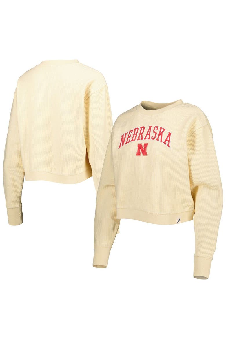Women's League Collegiate Wear Cream Nebraska Huskers Classic Campus Corded Timber Sweatshirt, Main, color, Cream