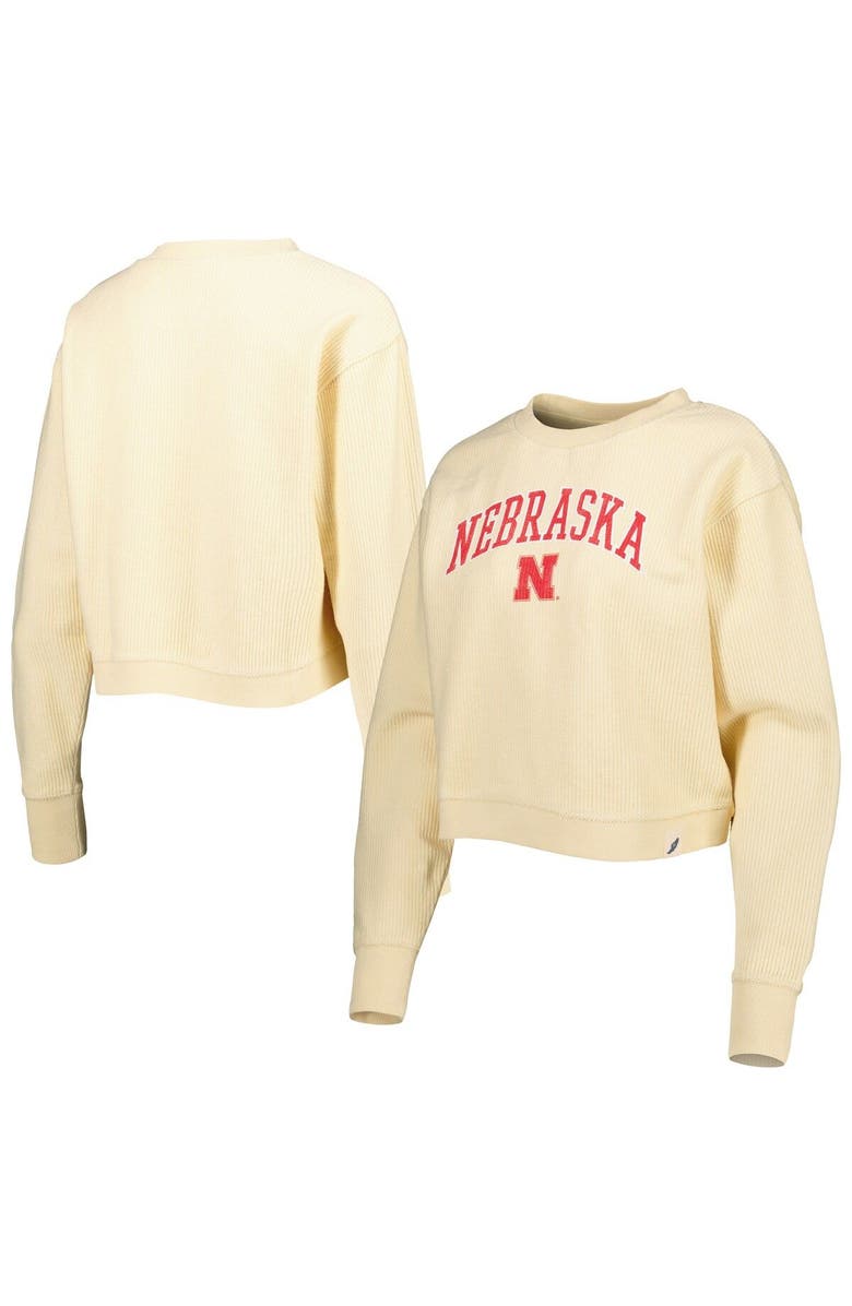 LEAGUE COLLEGIATE WEAR Women's League Collegiate Wear Cream Nebraska Huskers Classic Campus Corded Timber Sweatshirt, Main, color, Cream