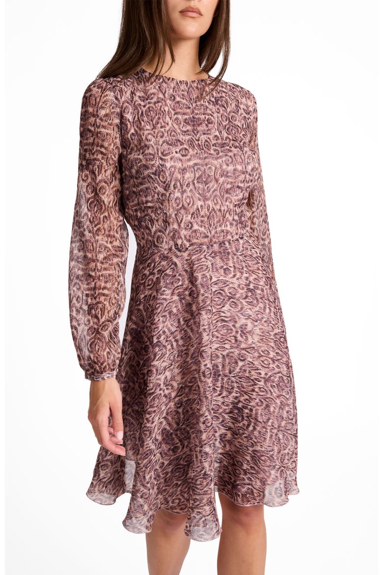 Rovela Long Sleeve Fit and Flare Dress, Alternate, color, DUSTY LILAC MULTI