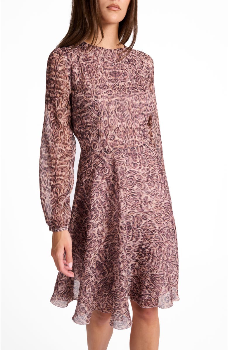 Santorelli Rovela Long Sleeve Fit and Flare Dress, Alternate, color, Dusty Lilac Multi