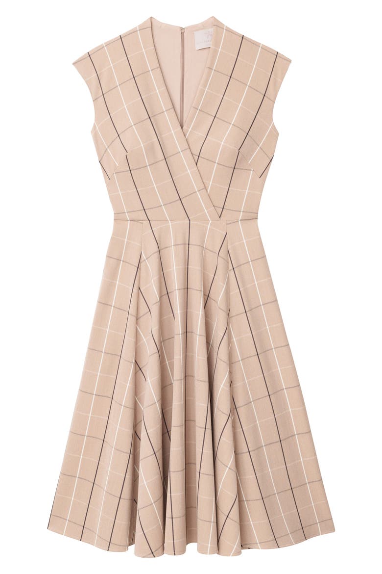 Eva Windowpane Check Faux Wrap Dress, Alternate, color, BEIGE MULTI