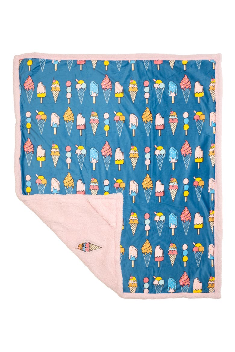 Ice Cream Reversible Fleece Baby Blanket, Alternate, color, BALLET PINK
