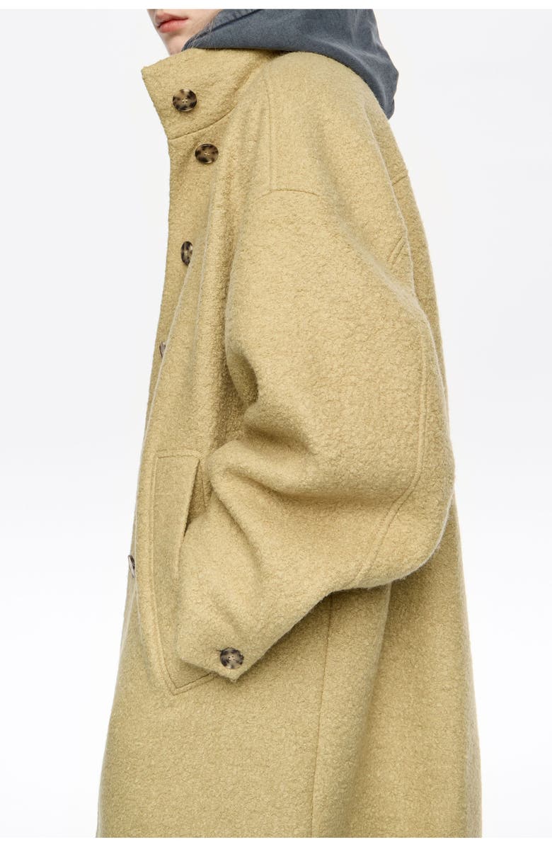 Bimba y Lola Boucle Wool Midi Coat, Alternate, color, Lime