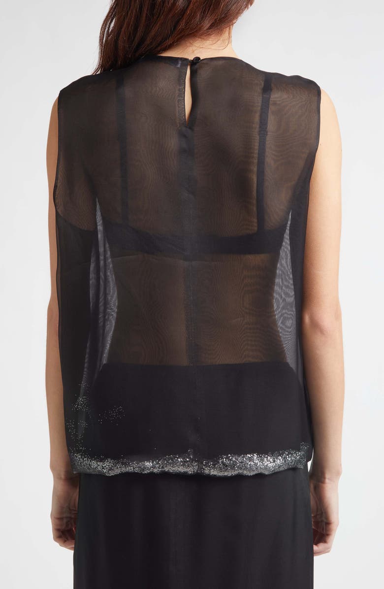 JULIE KEGELS Glitter Edge Silk Organza Top, Alternate, color, Black