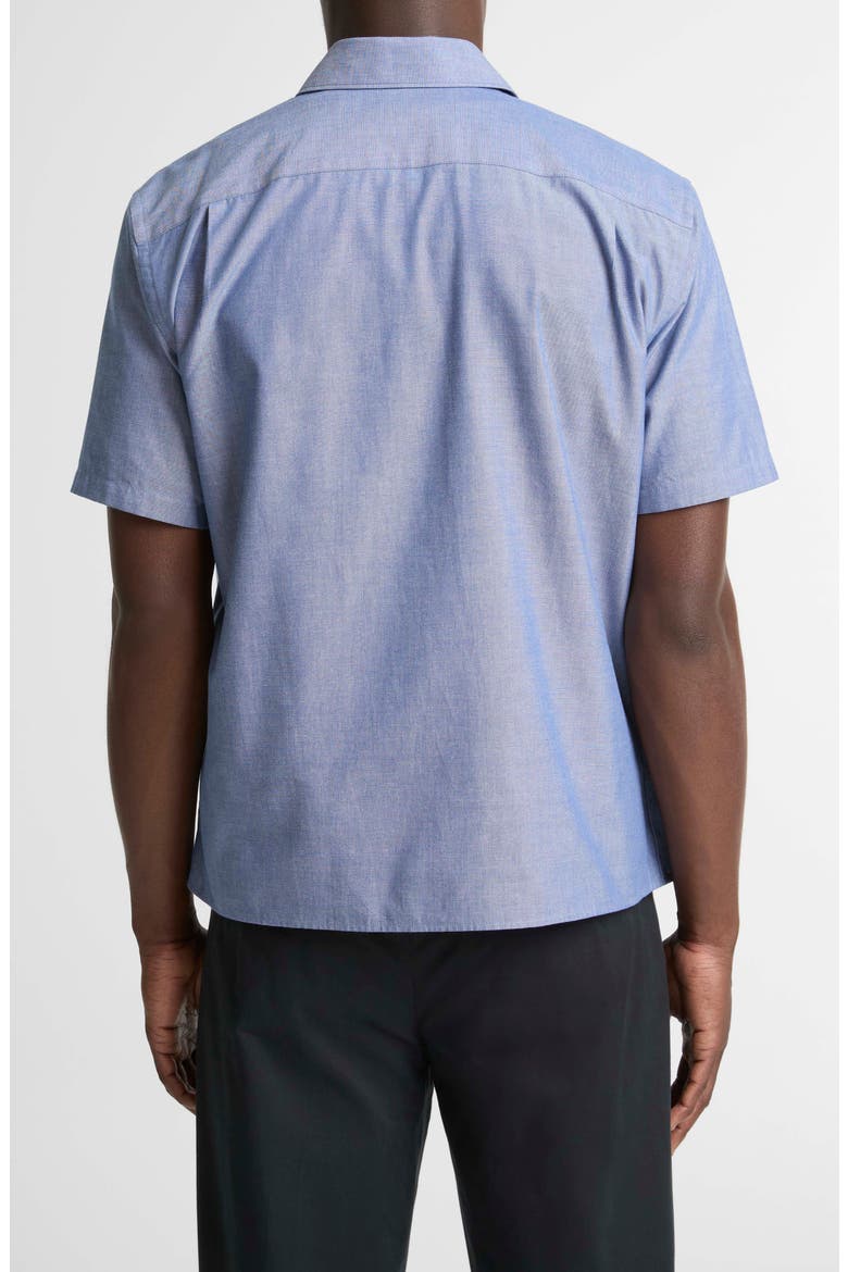 Lightweight Short Sleeve Cotton Chambray Button-Up Shirt, Alternate, color, INDIGO