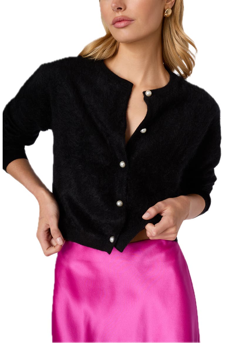 Benning Brushed Cashmere Cardigan, Main, color, BLACK