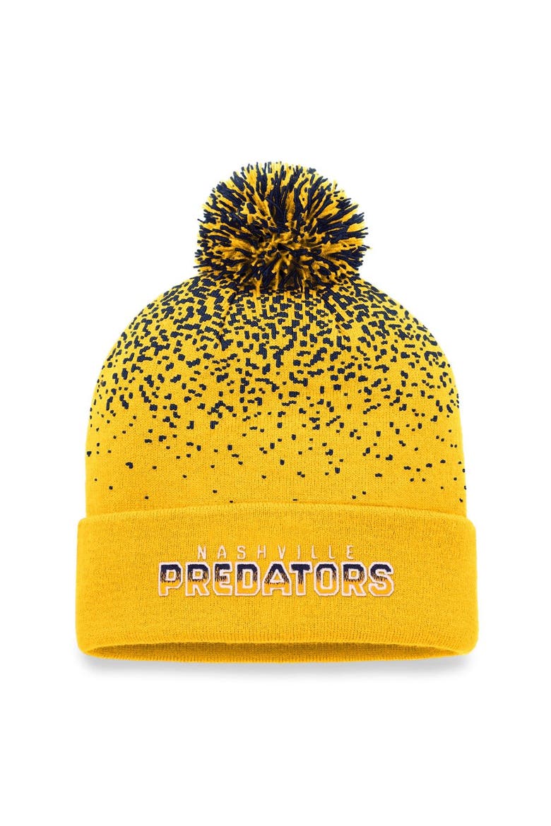 Men's Fanatics Branded Gold Nashville Predators Iconic Gradient Cuffed Knit Hat with Pom, Main, color, Gold