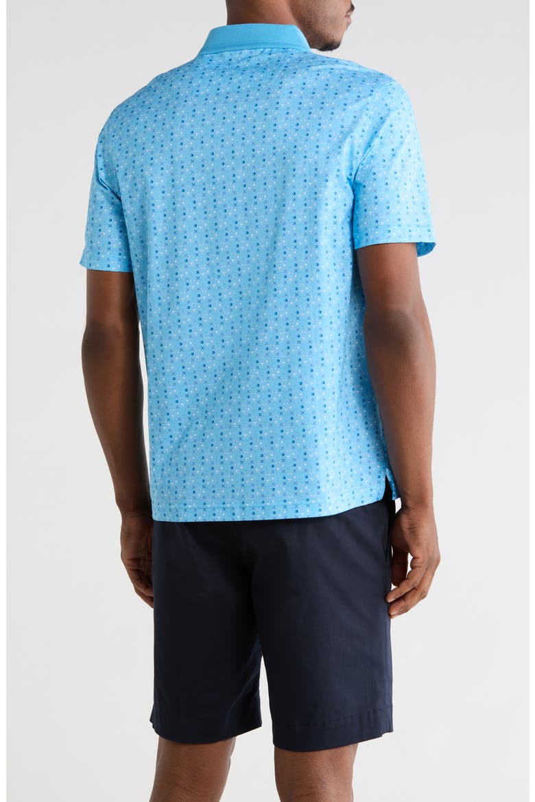 Geometric Print Performance Polo, Alternate, color, AZURE