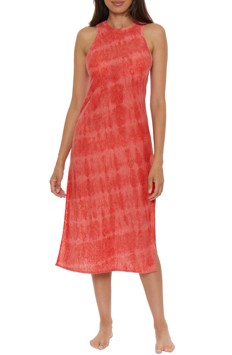 Becca Trinidad Sleeveless Cover-Up Midi Dress, Main, color, Fire