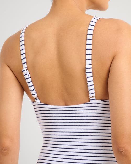 Onia Towel Terry Sailor Stripe Marilyn One Piece In Blue