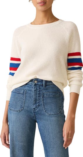 Faherty Legend selling Sweater crew in off white with striped accents size XL