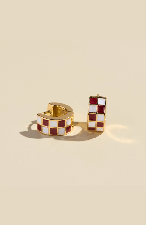 Checkered Enamel Huggies