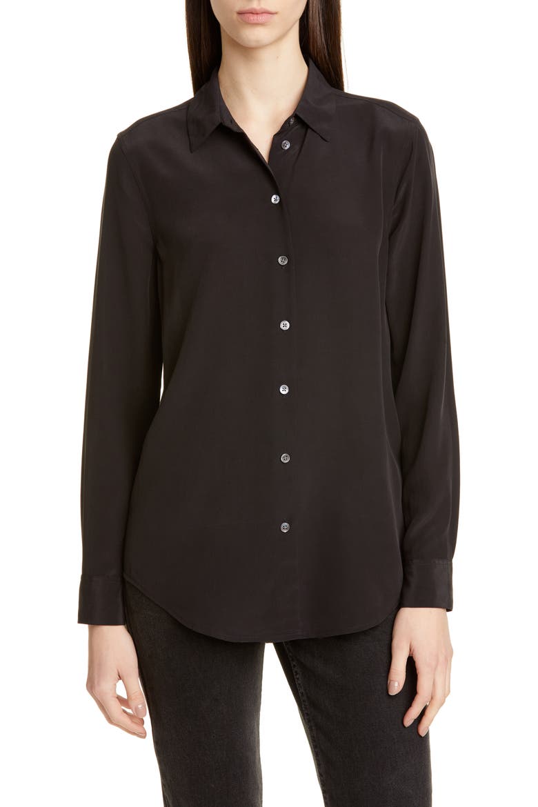 Essential Silk Blouse, Main, color, TRUE BLACK