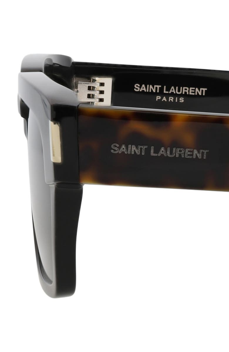 Saint Laurent 55mm Square Sunglasses, Alternate, color, Black Havana Grey