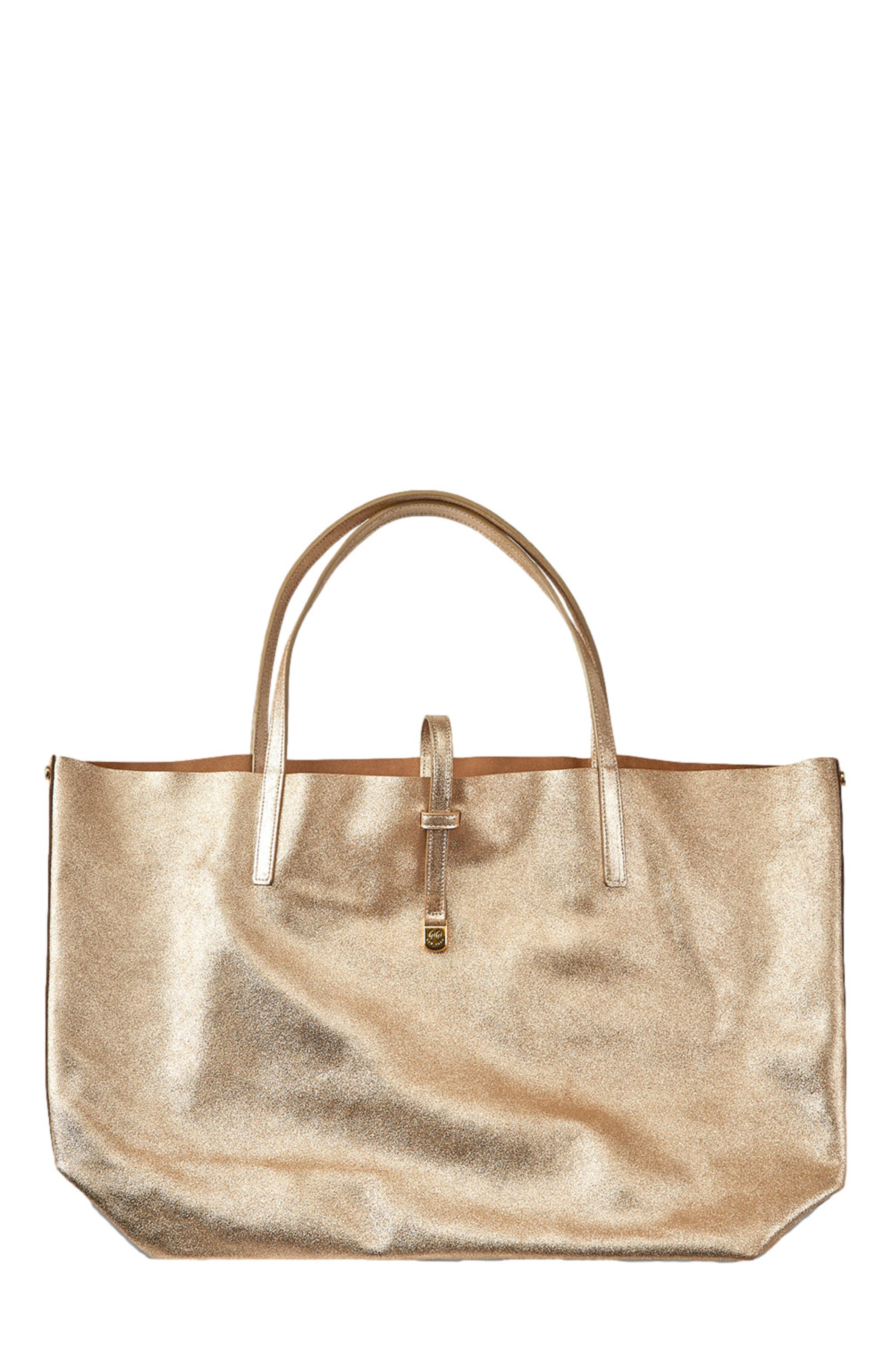 GiGi New York Reversible Luna Tote, Alternate, color, Platinum Metallic