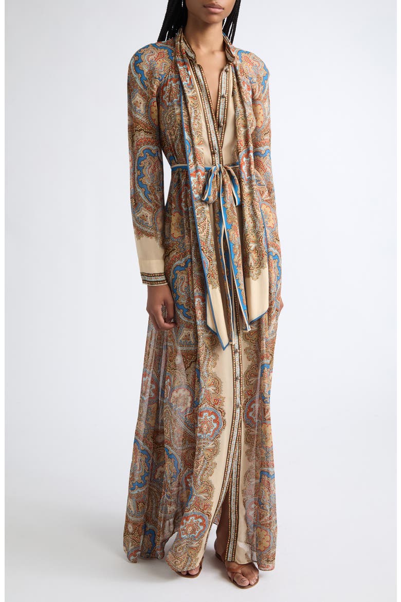 Clash Sheath Maxi Dress, Main, color, CREAM PAISLEY