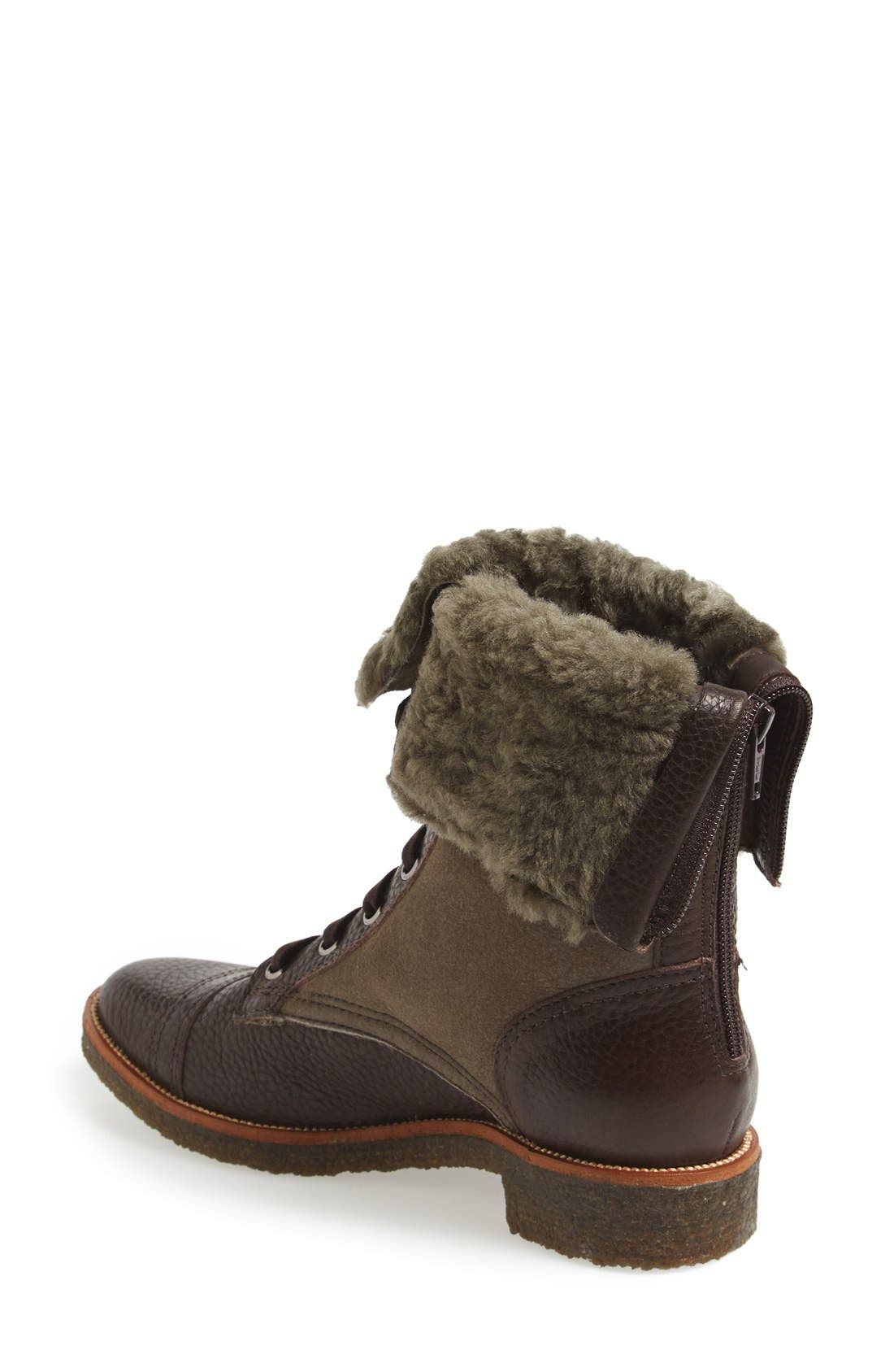 Diane von Furstenberg 'Alexia' Genuine Shearling Lined Combat Boot, Alternate, color, 