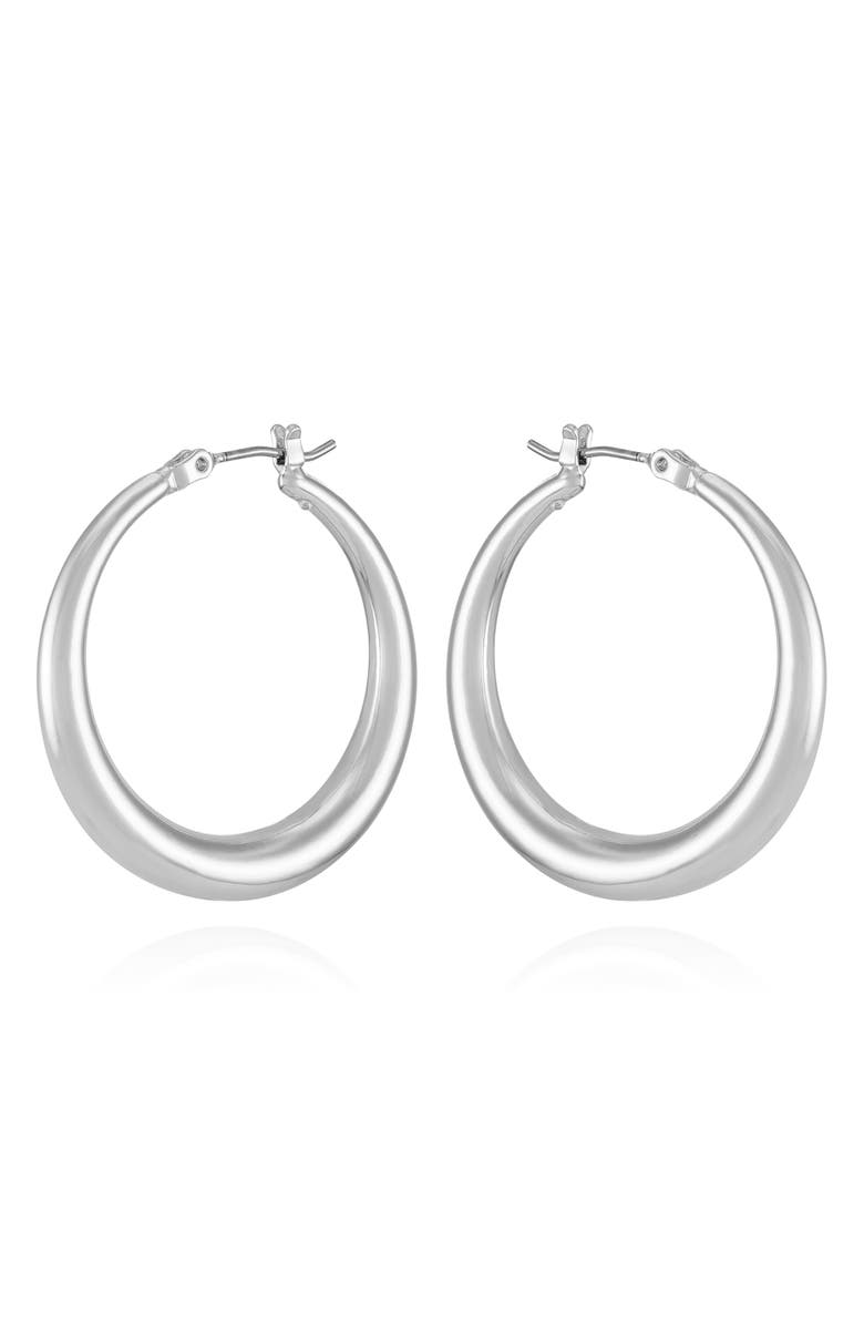 Vince Camuto Tapered Hoop Earrings, Alternate, color, Silver Tone