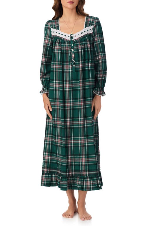 Eileen West Flannel Ballet Nightgown In Green