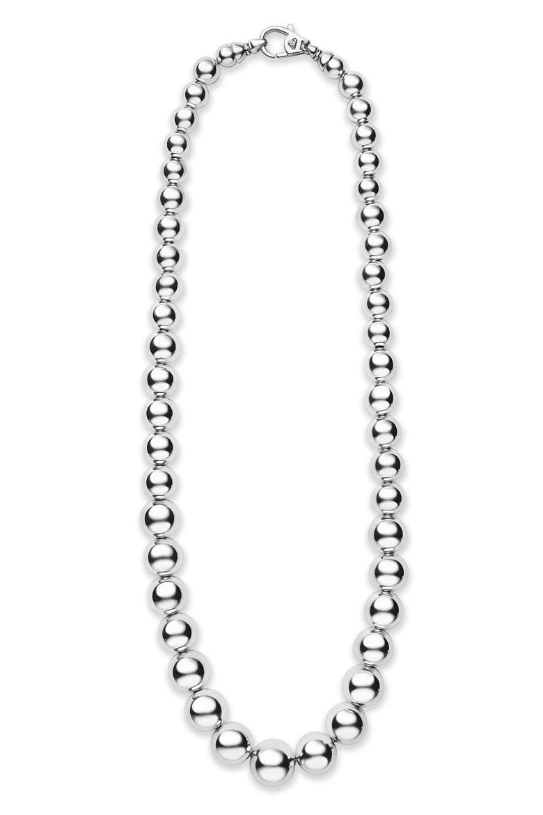 Caviar Bubbly Graduated Bead Necklace, Alternate, color, STERLING SILVER