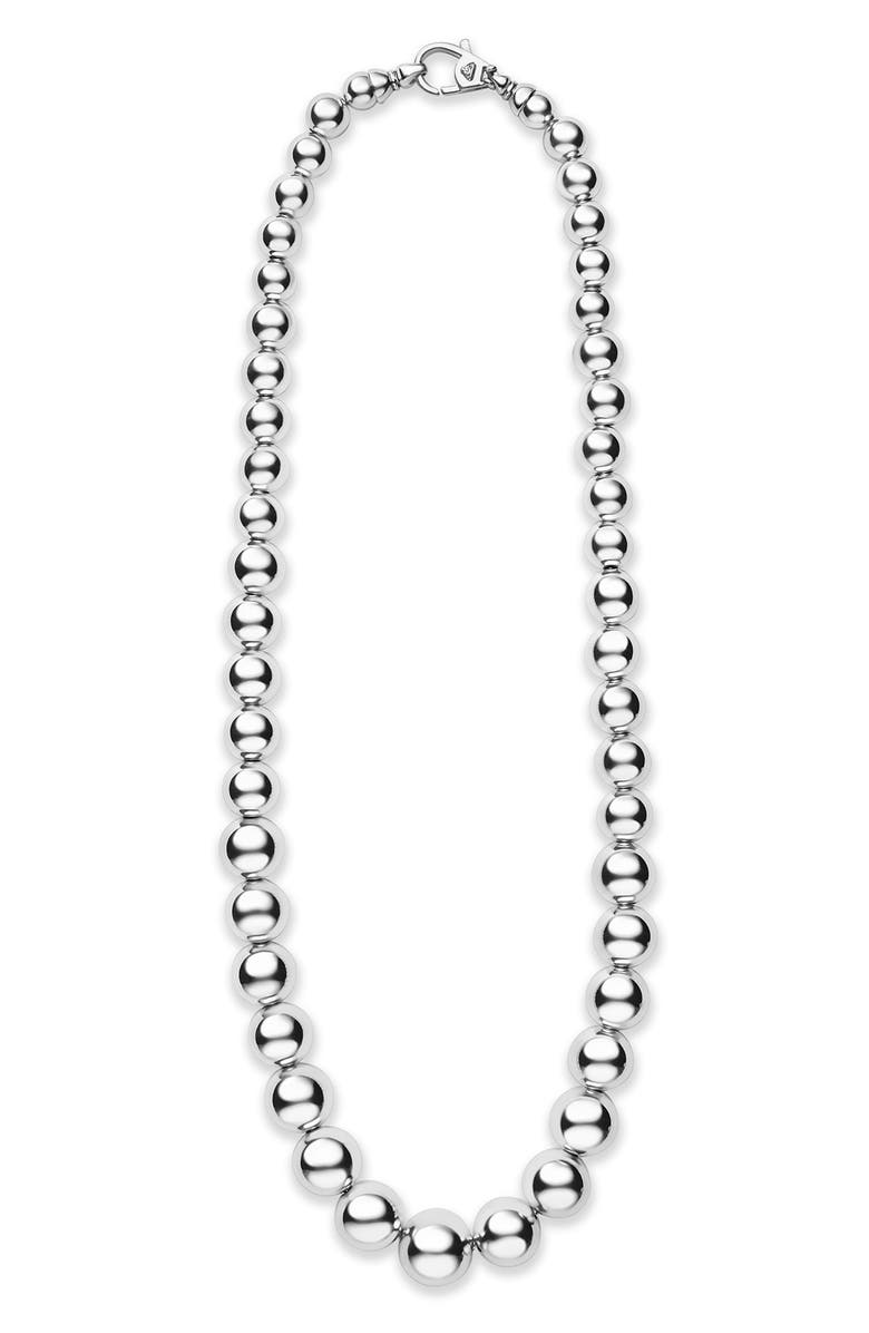 LAGOS Caviar Bubbly Graduated Bead Collar Necklace, Alternate, color, Sterling Silver