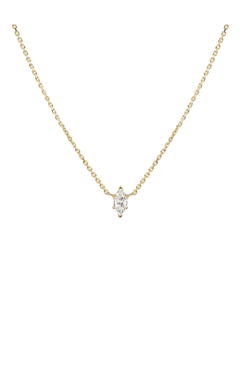 Hollywood Sensation Moonbeam Dainty Cable Chain Necklace with Marquise-Cut Cubic Zirconia Pendant, Main, color, Gold