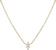 Hollywood Sensation Moonbeam Dainty Cable Chain Necklace with Marquise-Cut Cubic Zirconia Pendant