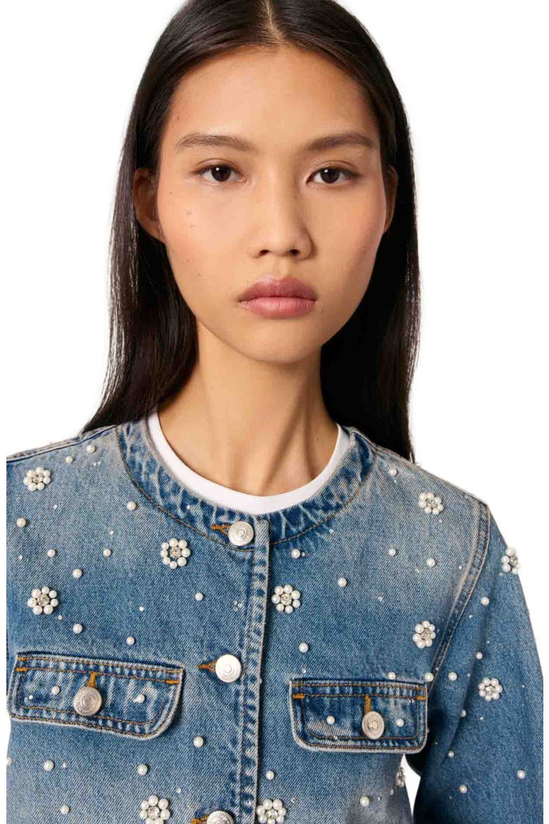 Embroidered denim jacket, Alternate, color, Blue