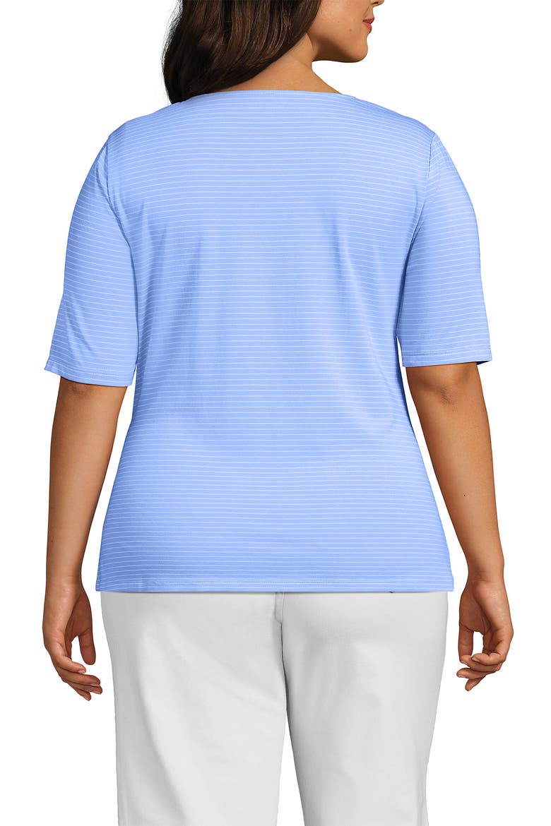 Lightweight Jersey Tie Front Top, Alternate, color, Clear Blue Sky Thin Stripe