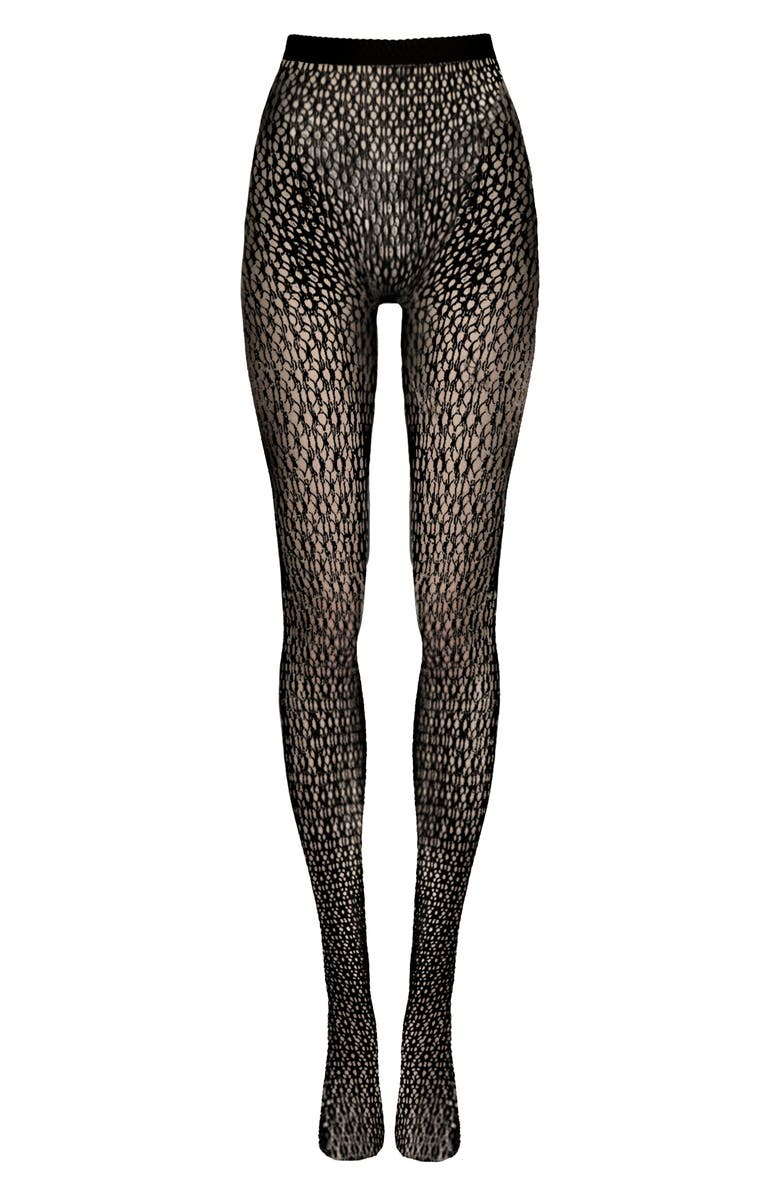 Wolford Daisy Net Tights, Alternate, color, Black