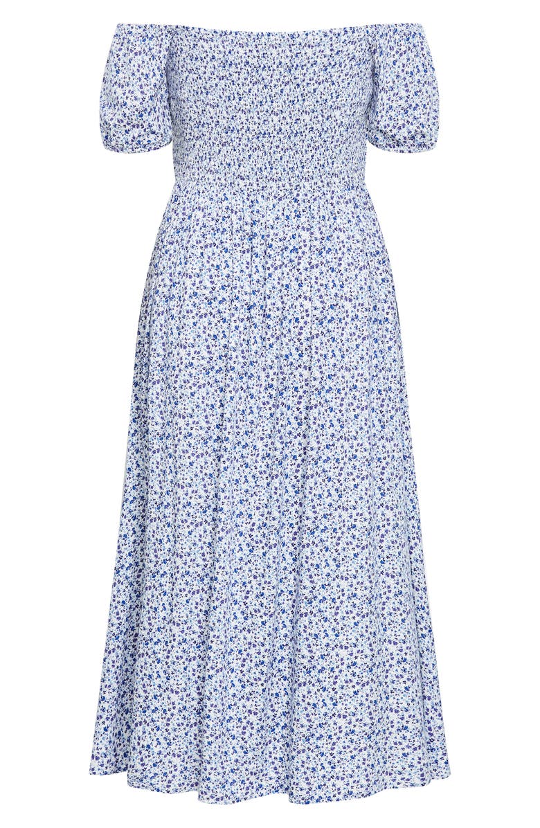 City Chic Abbie Floral Print Midi Dress, Alternate, color, Azure Floral